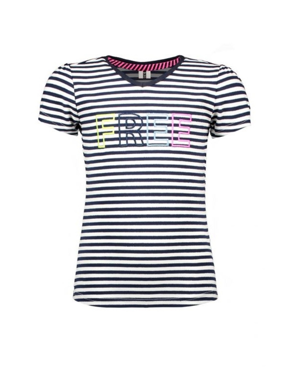 Girls Navy & White Striped 'FREE' Graphic Short Sleeve Tee